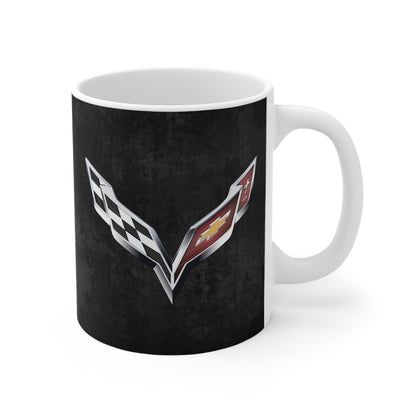 Corvette Coffee Mug - Corvette Ceramic Mug - 11oz. Coffee Mug - Chevy Corvette Mug - Microwave-Safe - Gift for Car Enthusiasts - C7 Logo