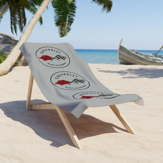 Corvette Beach Towel, C1 Corvette Gifts, Car Enthusiast Towel, Quick-Dry Towel, Corvette Logo, White Towel, Car Guy Gifts