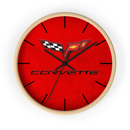 Corvette C6 Wall Clock, Racing Home Decor, Gift for Him, Man Cave Clock, Corvette Merchandise, Mancave Gift, Clocks