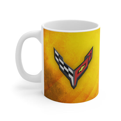 Corvette Coffee Mug - Corvette Ceramic Mug - 11oz. Coffee Mug - Chevy Corvette Mug - Microwave-Safe - Gift for Car Enthusiasts - C8 Logo