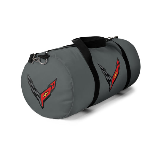 Grey Corvette Duffel Bag, C8 Logo, Gym Bag, Travel Bag, Gifts for Car Guys, Gifts for Car Girls, Corvette Merch, Overnight Duffel