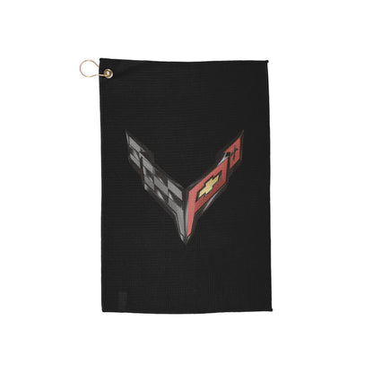 Corvette C8 Golf Towels, Golf Accessories, Sporty Towels for Golf Outings, Gift for Golf Lovers, C8 Logo, C8 Emblem, Club Towel