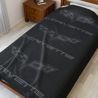 Corvette Blackout Blanket, C6 Corvette Gifts, Soft Blankets, Corvette Logo, Velveteen Blanket, Car Guy Gifts, Car Girl Gifts
