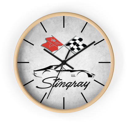 Corvette C3 Stingray Illustrated Wall Clock, Racing Home Decor, Gift for Him, Man Cave Clock, Corvette Merchandise, Mancave Gift, Clocks