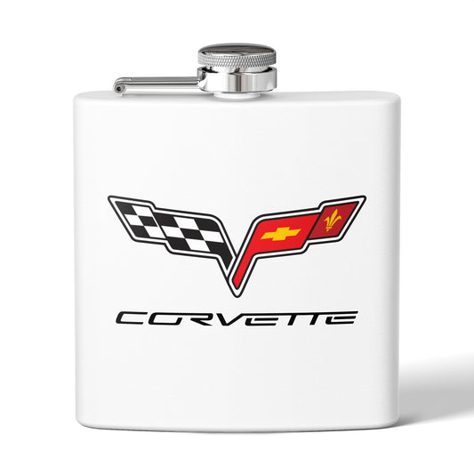 Corvette Flask, C6 Corvette Gifts, Car Enthusiast Hip Flask, 6oz Stainless Steel, Corvette Accessories, Pocket Flask, Gift for Car Guys