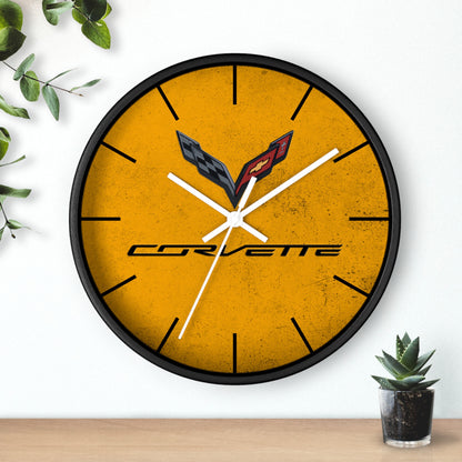 Corvette C7 Wall Clock, Racing Home Decor, Gift for Him, Man Cave Clock, Corvette Merchandise, Mancave Gift, Clocks