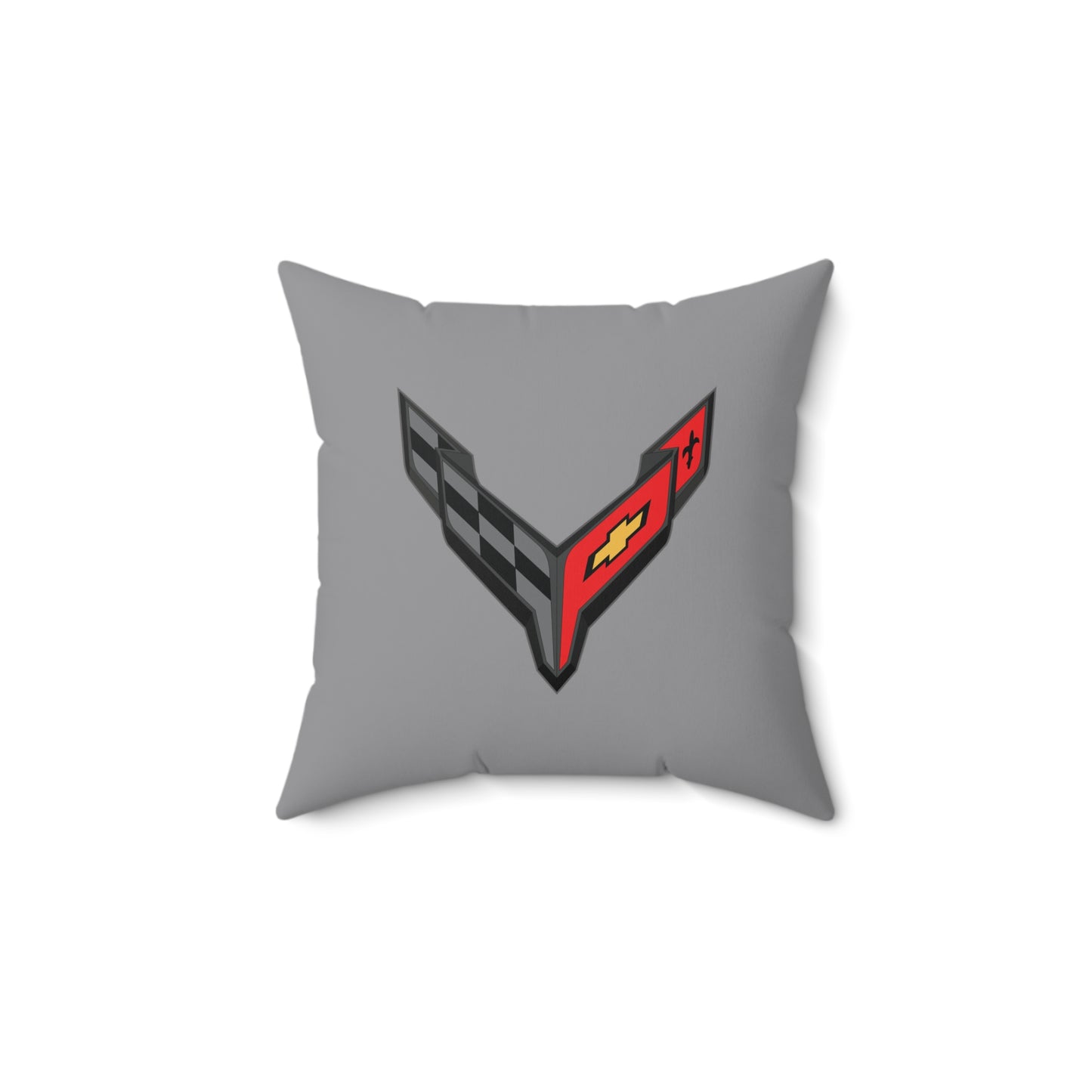 Corvette C8 Throw Pillow, Home Accessories, Mancave Decor, Man Cave, Square Pillow, Polyester, Couch and Bedding, C8 Logo, C8 Emblem