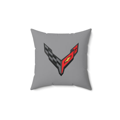 Corvette C8 Throw Pillow, Home Accessories, Mancave Decor, Man Cave, Square Pillow, Polyester, Couch and Bedding, C8 Logo, C8 Emblem
