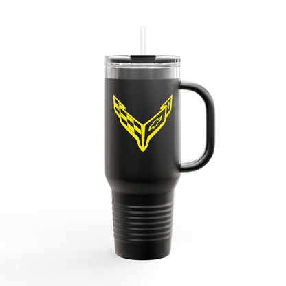 Corvette Travel Mug, C8 Corvette Gifts, Car Enthusiast Mug, 40oz Tumbler, Stainless Steel, Corvette Logo, Car Guy Gifts, Corvette Accessory