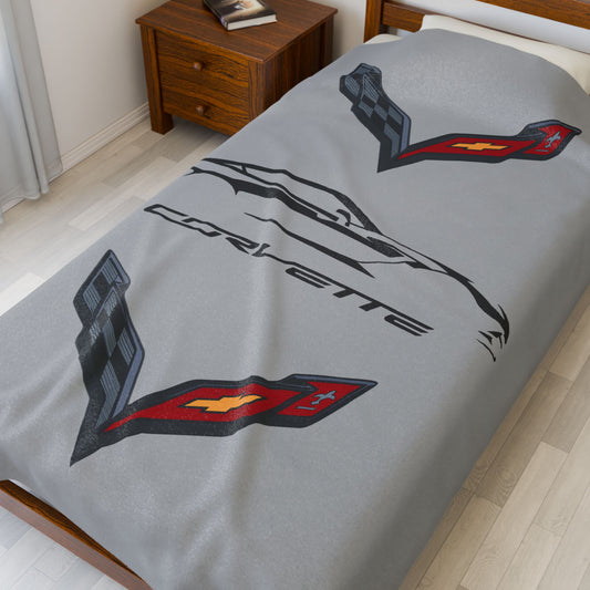 C7 Blanket, C7 Logo, Soft Blankets, Corvette Logo, Velveteen Blanket, Car Guy Gifts, Car Girl Gifts