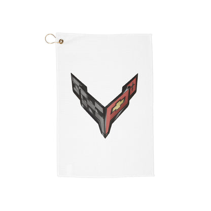Corvette C8 Golf Towels, Golf Accessories, Sporty Towels for Golf Outings, Gift for Golf Lovers, C8 Logo, C8 Emblem, Club Towel