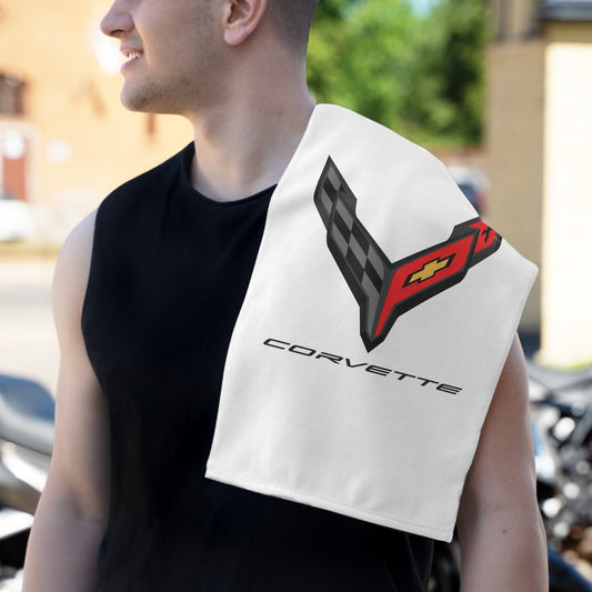 Corvette C8 Shop Towel, Towel for Fans, Rally Towel, Corvette Merch, Gifts for Corvette Owners, Hand Towel, Shop Rag