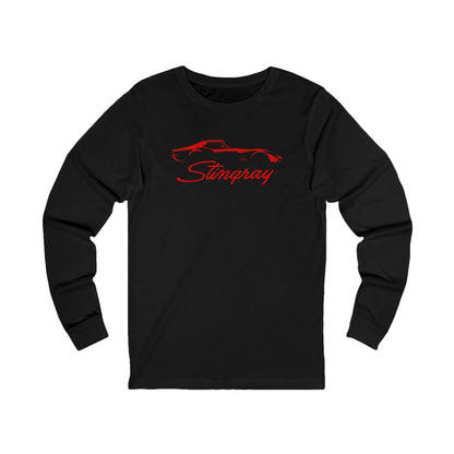 Unisex Corvette Red C3 Stingray Long Sleeve Tee, Custom Silhouette, Graphic T-Shirt, Gift for Him, Gift for Her, Bella+Canvas, Soft Shirt