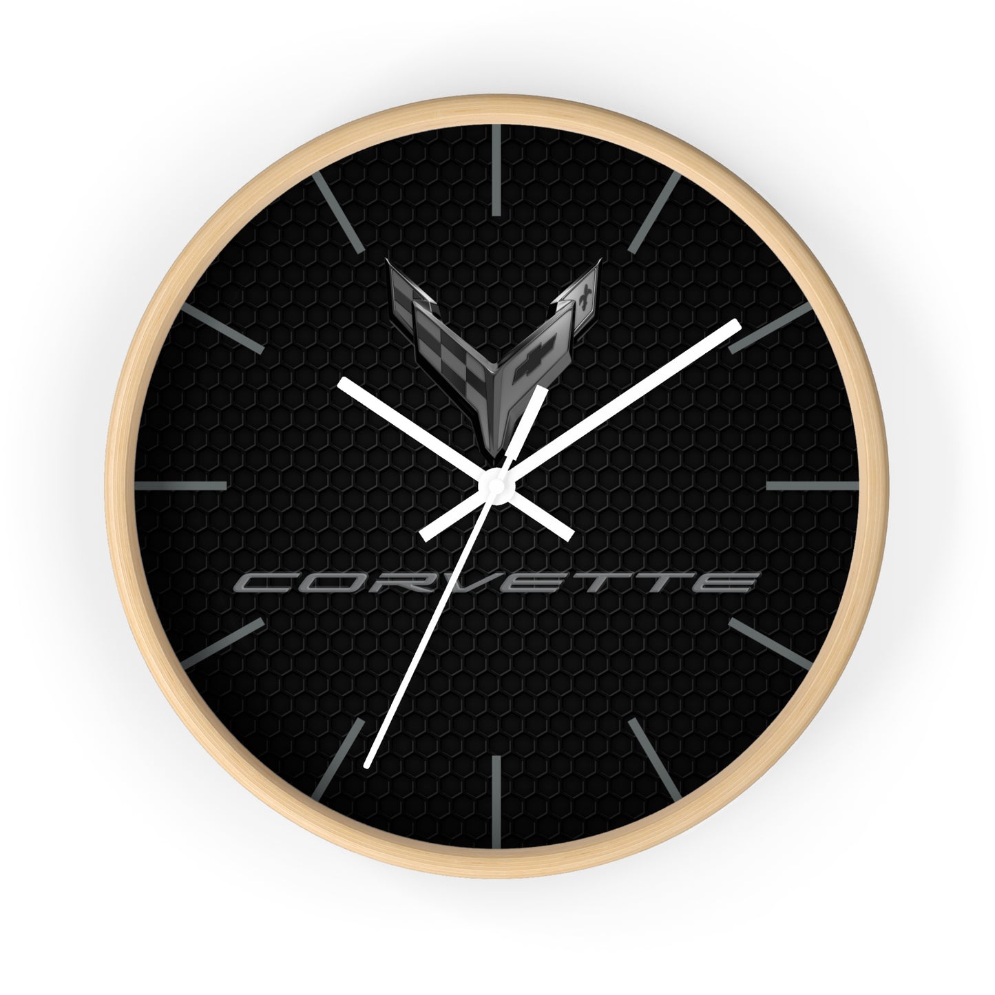 Corvette C8 Wall Clock, Racing Home Decor, Gift for Him, Man Cave Clock, Corvette Merchandise, Mancave Gift, Blackout Style