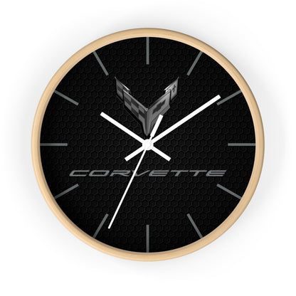 Corvette C8 Wall Clock, Racing Home Decor, Gift for Him, Man Cave Clock, Corvette Merchandise, Mancave Gift, Blackout Style