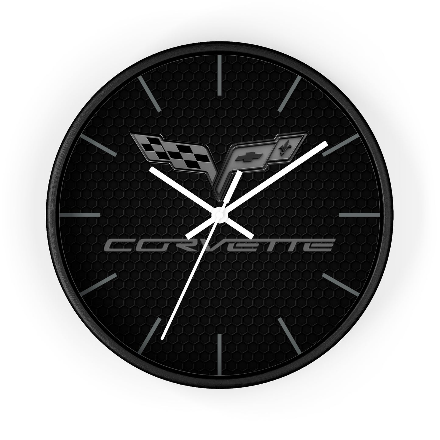 Corvette C6 Wall Clock, Racing Home Decor, Gift for Him, Man Cave Clock, Corvette Merchandise, Mancave Gift, Blackout Style