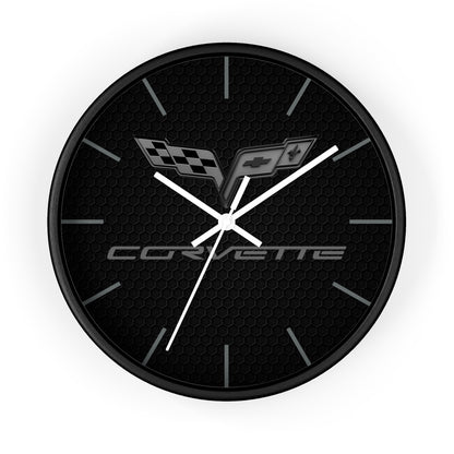 Corvette C6 Wall Clock, Racing Home Decor, Gift for Him, Man Cave Clock, Corvette Merchandise, Mancave Gift, Blackout Style