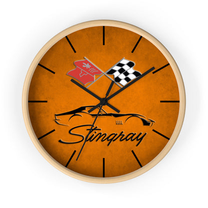 Corvette C3 Stingray Illustrated Wall Clock, Racing Home Decor, Gift for Him, Man Cave Clock, Corvette Merchandise, Mancave Gift, Clocks