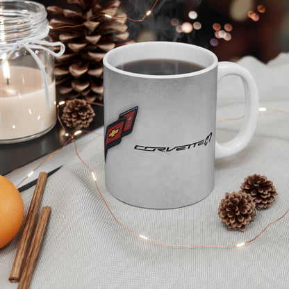 Corvette Coffee Mug - Corvette Ceramic Mug - 11oz. Coffee Mug - Chevy Corvette Mug - Microwave-Safe - Gift for Car Enthusiasts - C7 Logo