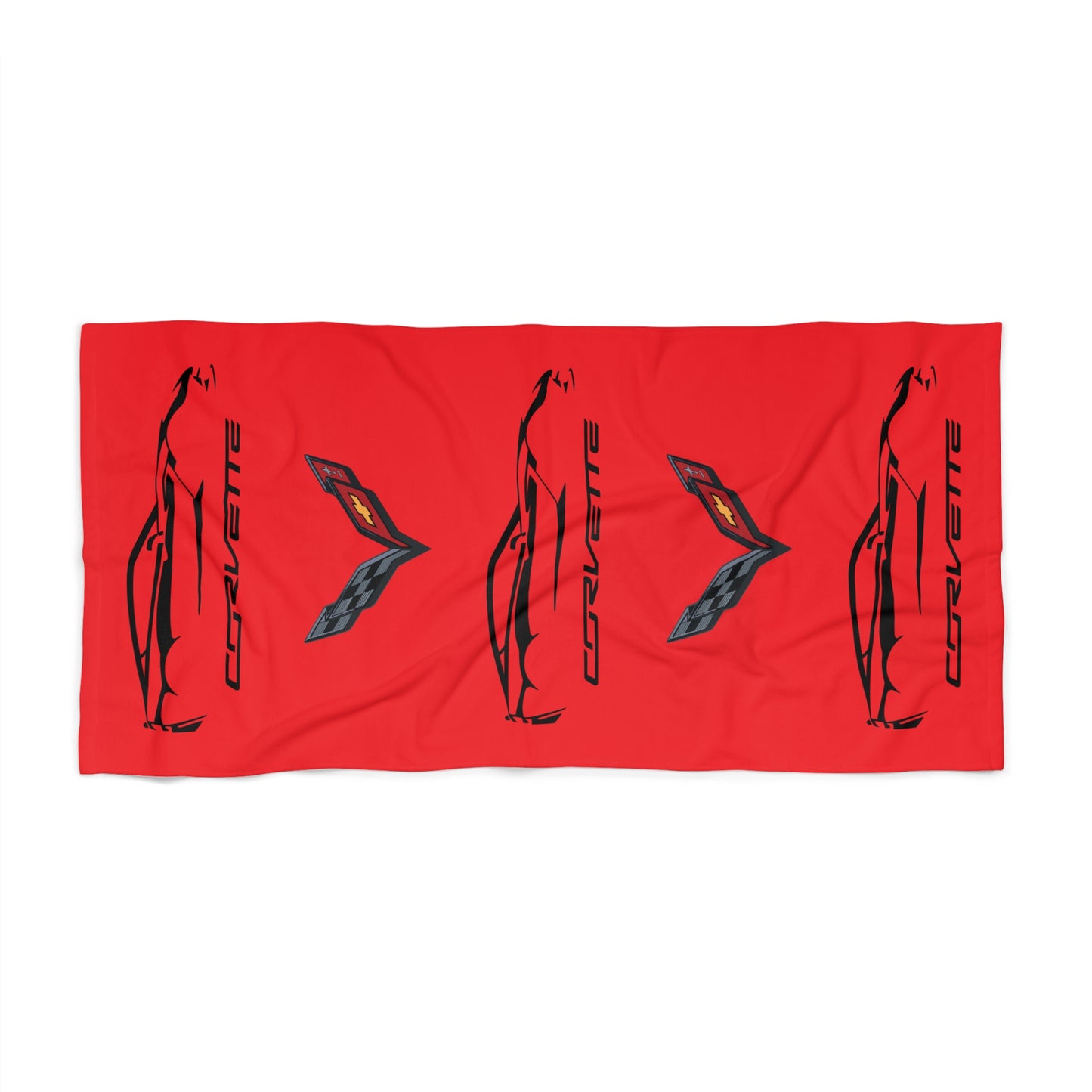 Corvette C7 Custom Illustrated Beach Towel, Corvette Gift, Car Enthusiast Towel, Quick-Dry Towel, Corvette Logo, Shower Towel, Car Guy Gifts