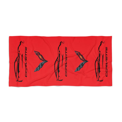 Corvette C7 Custom Illustrated Beach Towel, Corvette Gift, Car Enthusiast Towel, Quick-Dry Towel, Corvette Logo, Shower Towel, Car Guy Gifts