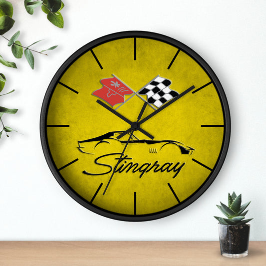 Corvette C3 Stingray Illustrated Wall Clock, Racing Home Decor, Gift for Him, Man Cave Clock, Corvette Merchandise, Mancave Gift, Clocks