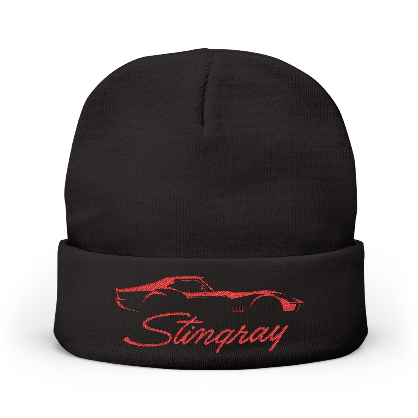 Corvette Red Stingray C3 Embroidery Winter Beanie, Knitted Hat, Cozy Cap, Outdoor Accessory, Unisex, Gift for Him, Gift for Her