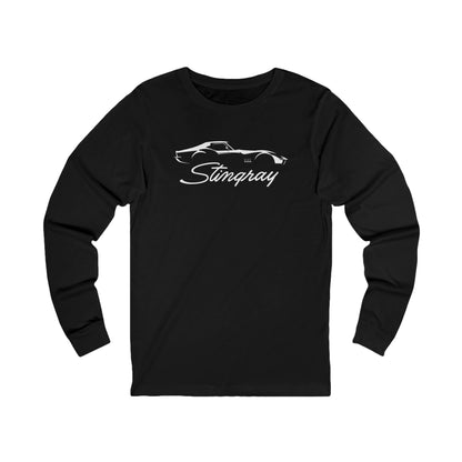Unisex Corvette White C3 Stingray Long Sleeve Tee, Custom Silhouette, Graphic T-Shirt, Gift for Him, Gift for Her, Bella+Canvas, Soft Shirt