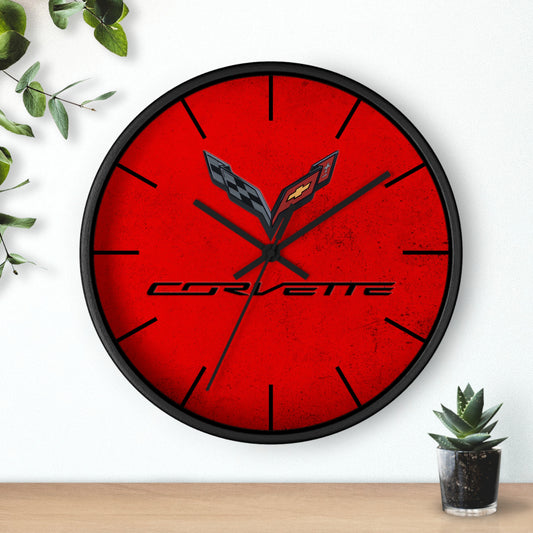 Corvette C7 Wall Clock, Racing Home Decor, Gift for Him, Man Cave Clock, Corvette Merchandise, Mancave Gift, Clocks