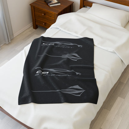 Corvette Stingray Blanket, Stingray Corvette Gifts, Soft Blankets, Corvette Logo, Velveteen Blanket, Car Guy Gifts, Car Girl Gifts