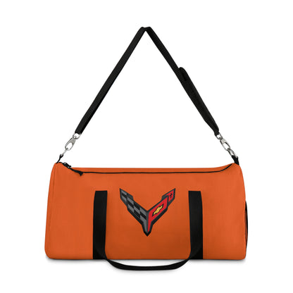 Orange Corvette Duffel Bag, C8 Logo, Gym Bag, Travel Bag, Gifts for Car Guys, Gifts for Car Girls, Corvette Merch, Overnight Duffel