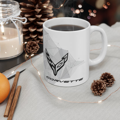 Corvette Coffee Mug - Corvette Ceramic Mug - 11oz. Coffee Mug - Chevy Corvette Mug - Microwave-Safe - Gift for Car Enthusiasts - C8 Logo