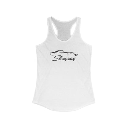 C3 Stingray Women's Racerback Tank Top, Gifts for Car Girls, Summer Top, Fitness Tank, Raceday Gear, White Corvette Shirt