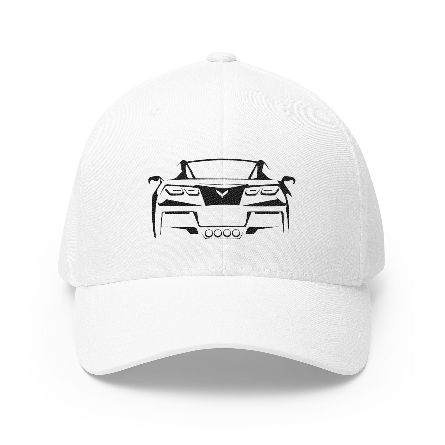 Corvette C7 Custom Silhouette Baseball Cap, Flexfit Hat, Stretchy Band, Black Hat, Corvette Gear, Embroidery