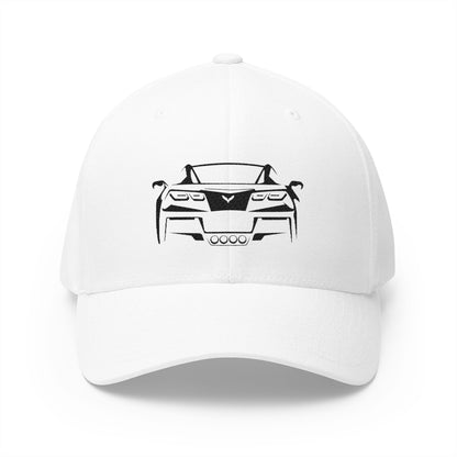 Corvette C7 Custom Silhouette Baseball Cap, Flexfit Hat, Stretchy Band, Black Hat, Corvette Gear, Embroidery