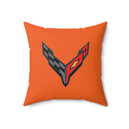Corvette C8 Throw Pillow, Home Accessories , Mancave Decor, Man Cave, Square Pillow, Polyester, Couch and Bedding, C8 Logo, C8 Emblem