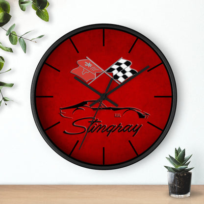 Corvette C3 Stingray Illustrated Wall Clock, Racing Home Decor, Gift for Him, Man Cave Clock, Corvette Merchandise, Mancave Gift, Clocks