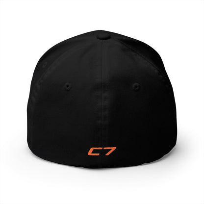 Corvette C7 Custom Silhouette Baseball Cap, Flexfit Hat, Stretchy Band, Black Hat, Corvette Gear, Embroidery