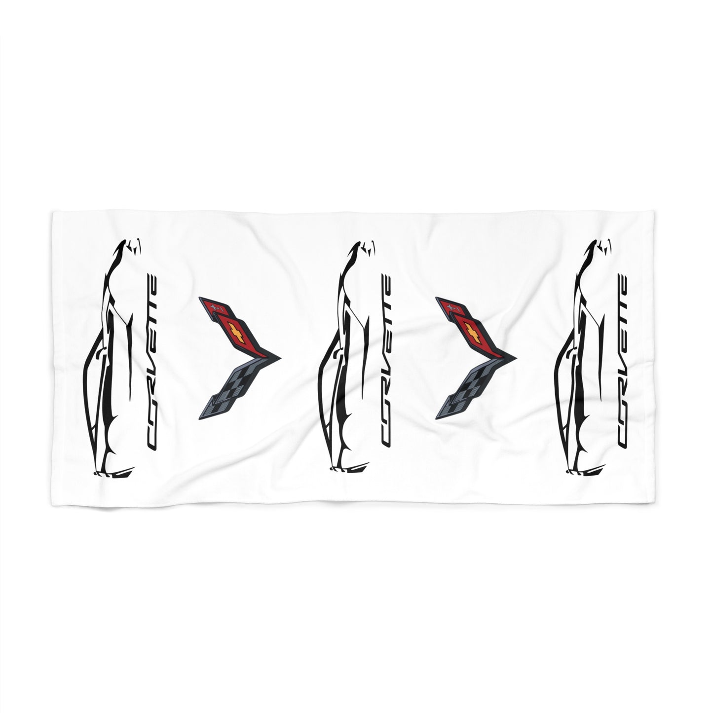 Corvette C7 Custom Illustrated Beach Towel, Corvette Gift, Car Enthusiast Towel, Quick-Dry Towel, Corvette Logo, Shower Towel, Car Guy Gifts