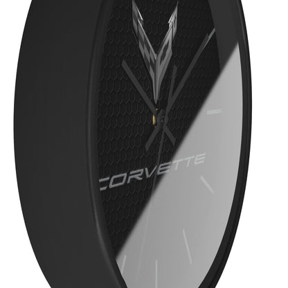 Corvette C8 Wall Clock, Racing Home Decor, Gift for Him, Man Cave Clock, Corvette Merchandise, Mancave Gift, Blackout Style