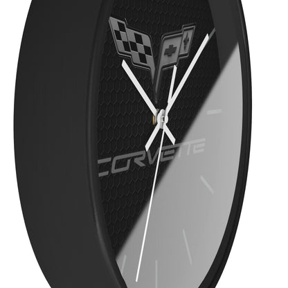 Corvette C6 Wall Clock, Racing Home Decor, Gift for Him, Man Cave Clock, Corvette Merchandise, Mancave Gift, Blackout Style