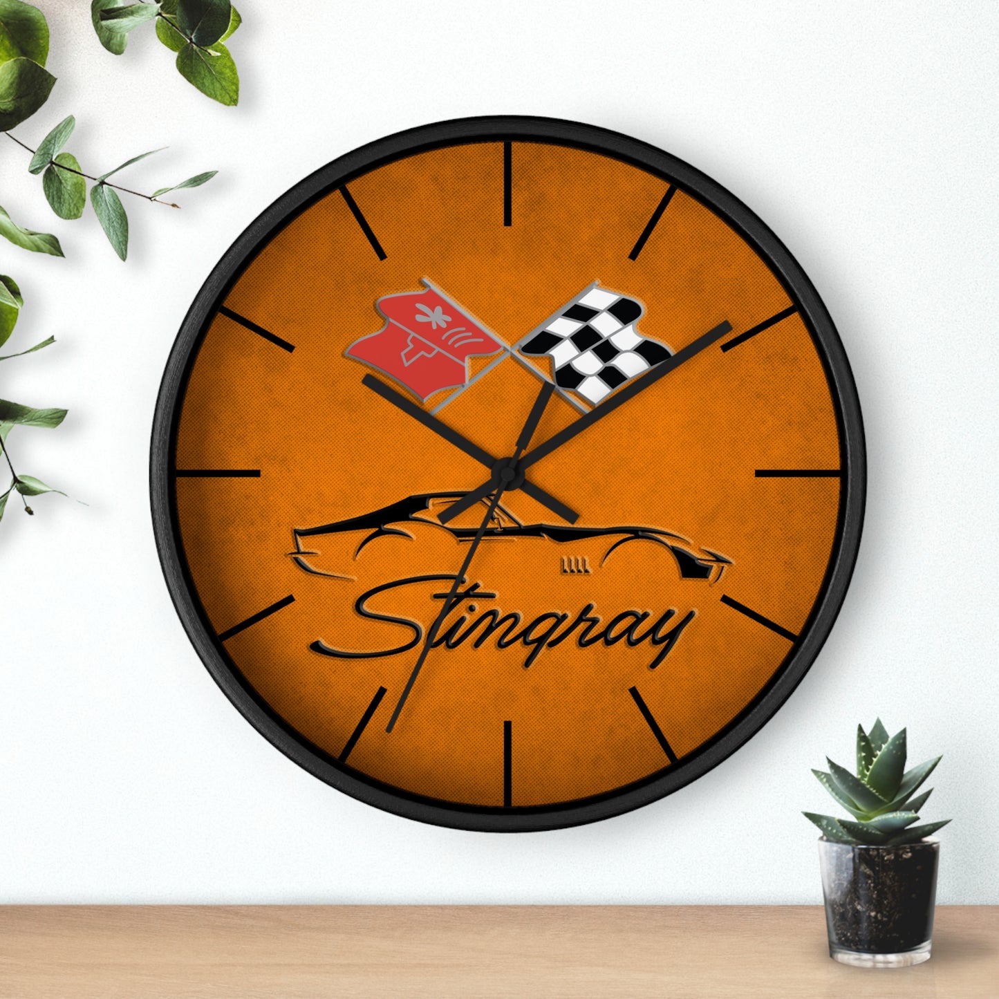 Corvette C3 Stingray Illustrated Wall Clock, Racing Home Decor, Gift for Him, Man Cave Clock, Corvette Merchandise, Mancave Gift, Clocks