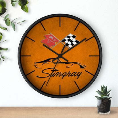 Corvette C3 Stingray Illustrated Wall Clock, Racing Home Decor, Gift for Him, Man Cave Clock, Corvette Merchandise, Mancave Gift, Clocks