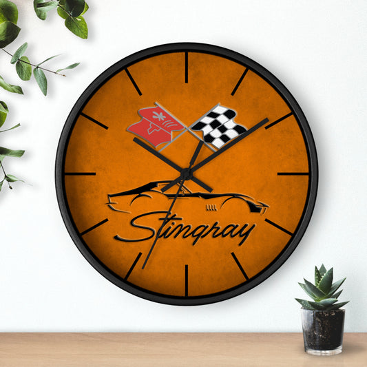 Corvette C3 Stingray Illustrated Wall Clock, Racing Home Decor, Gift for Him, Man Cave Clock, Corvette Merchandise, Mancave Gift, Clocks