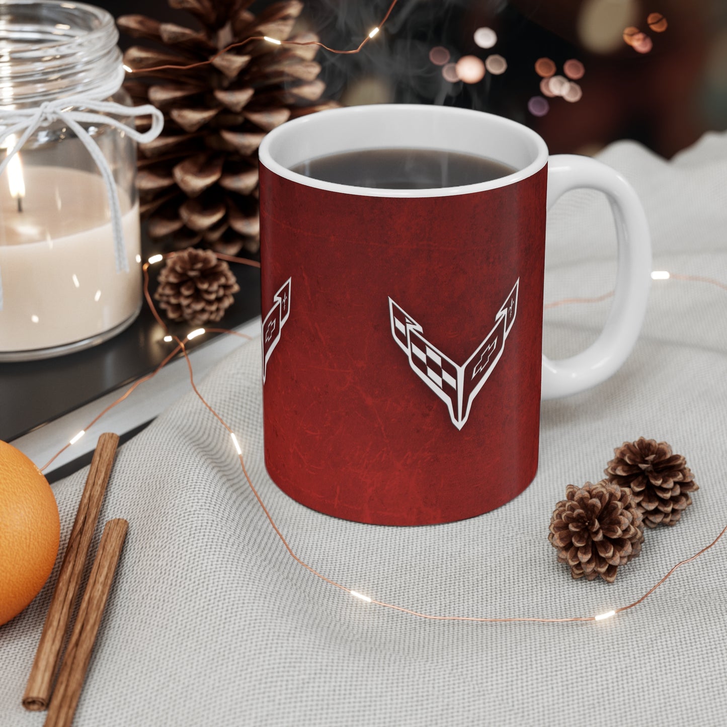 Corvette Coffee Mug - Corvette Ceramic Mug - 11oz. Coffee Mug - Chevy Corvette Mug - Microwave-Safe - Gift for Car Enthusiasts - C8 Logo