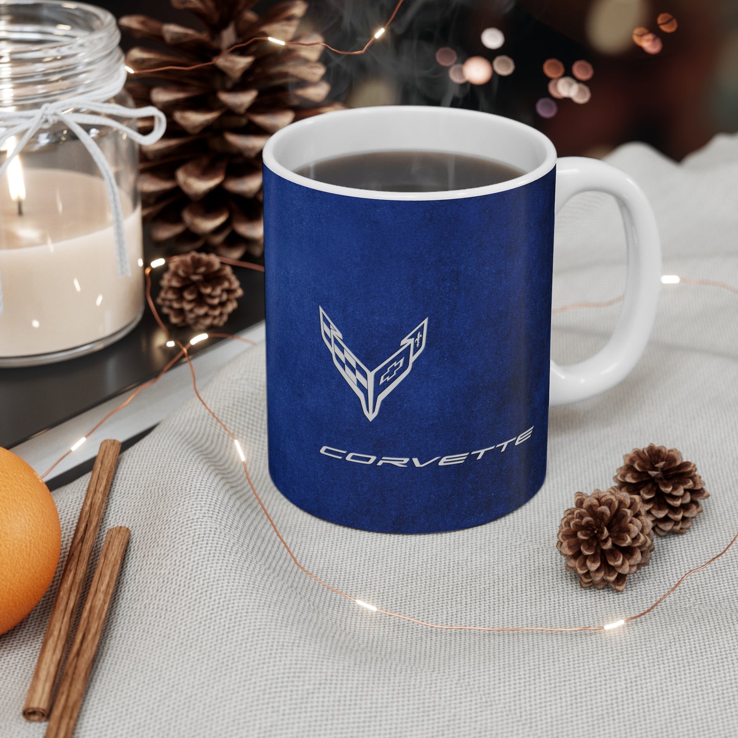 Corvette Coffee Mug - Corvette Ceramic Mug - 11oz. Coffee Mug - Chevy Corvette Mug - Microwave-Safe - Gift for Car Enthusiasts - C8 Logo