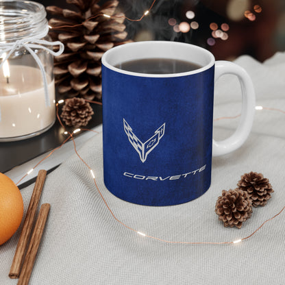 Corvette Coffee Mug - Corvette Ceramic Mug - 11oz. Coffee Mug - Chevy Corvette Mug - Microwave-Safe - Gift for Car Enthusiasts - C8 Logo