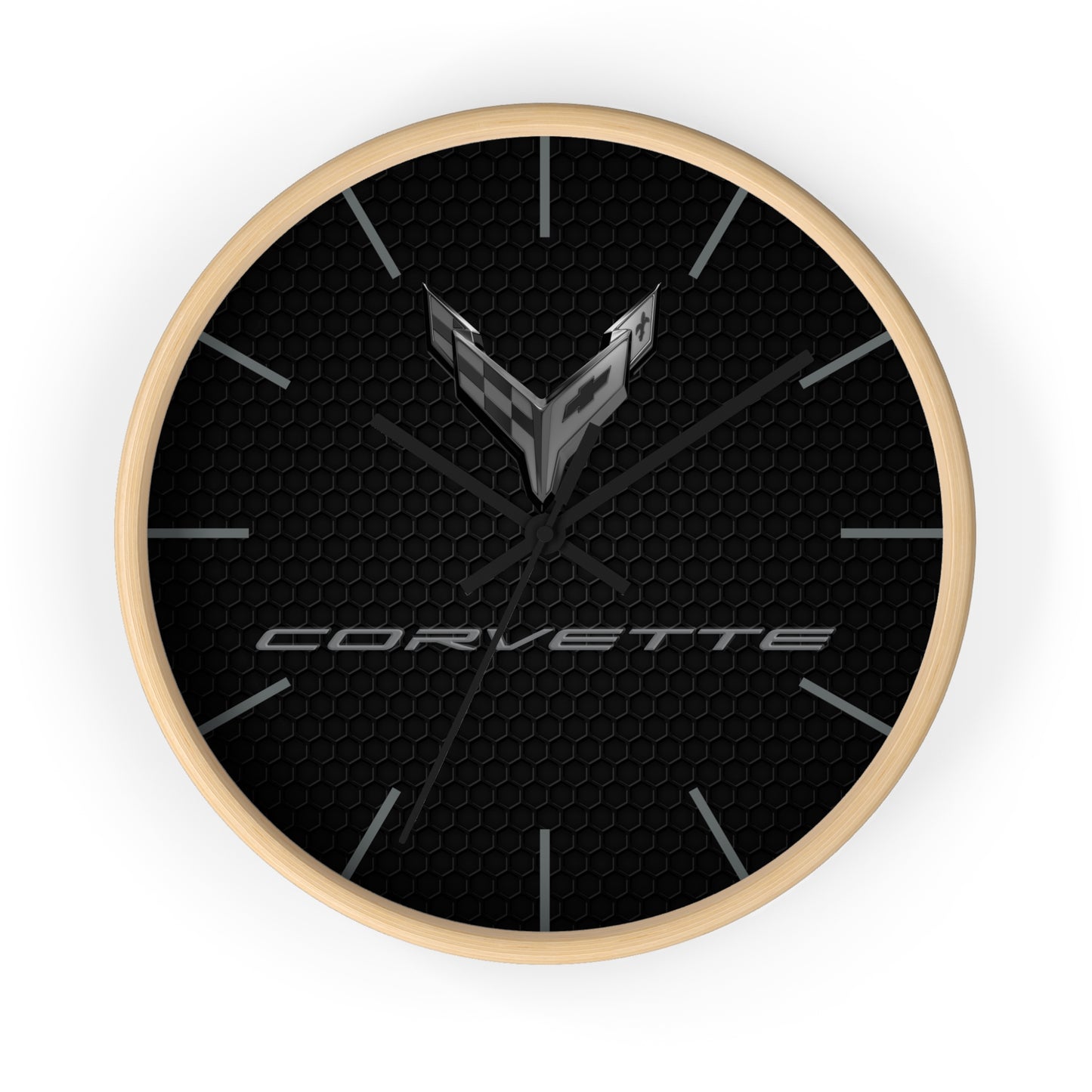 Corvette C8 Wall Clock, Racing Home Decor, Gift for Him, Man Cave Clock, Corvette Merchandise, Mancave Gift, Blackout Style
