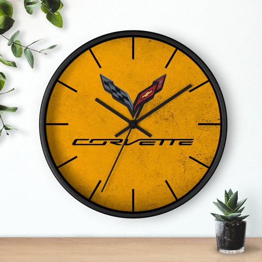 Corvette C7 Wall Clock, Racing Home Decor, Gift for Him, Man Cave Clock, Corvette Merchandise, Mancave Gift, Clocks