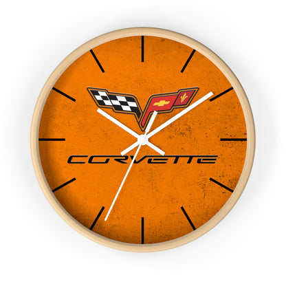 Corvette C6 Wall Clock, Racing Home Decor, Gift for Him, Man Cave Clock, Corvette Merchandise, Mancave Gift, Clocks
